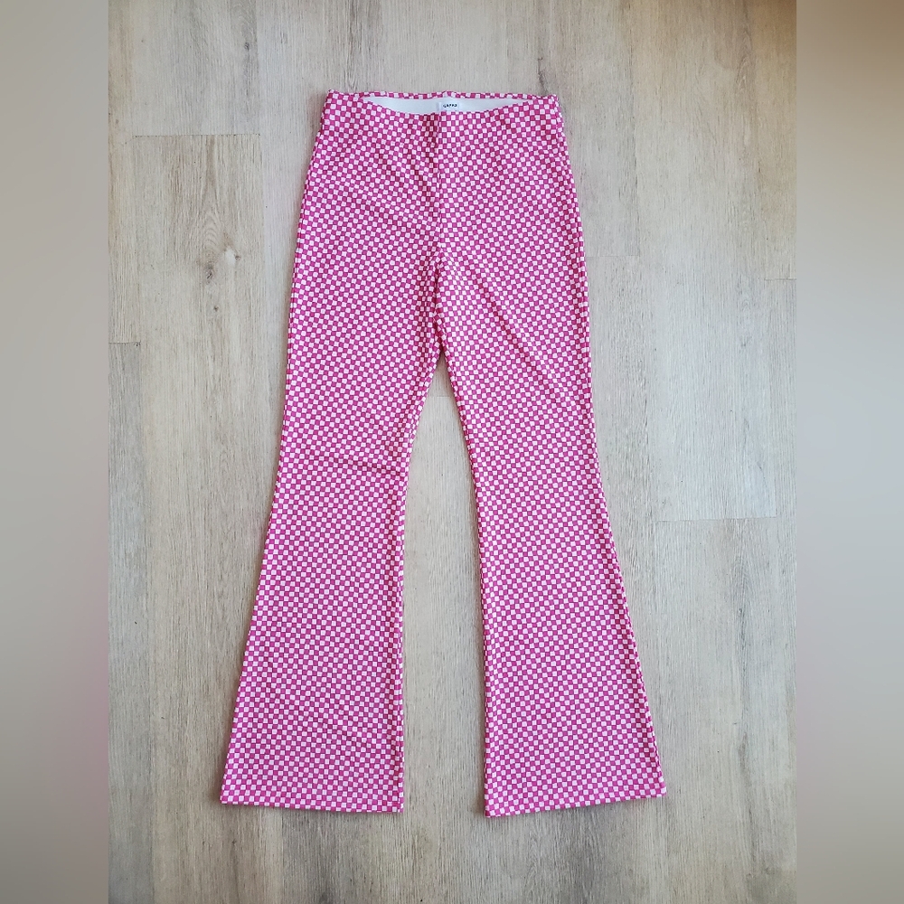 Garage Pink and White Checkered Flared Leggings